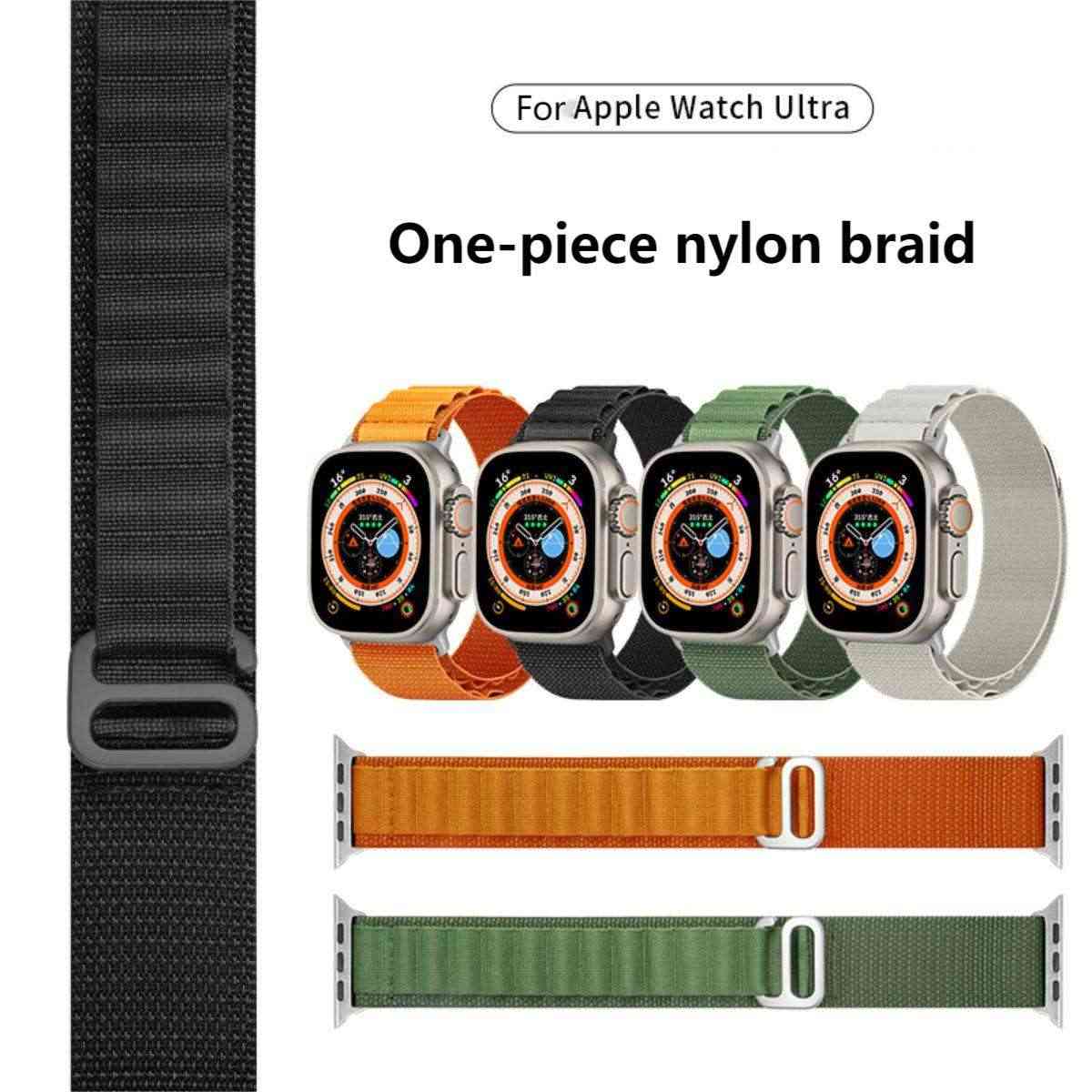 Mountain Series Nylon Apple Watch Bands in multiple colors. One-piece nylon braid design for durability and style.